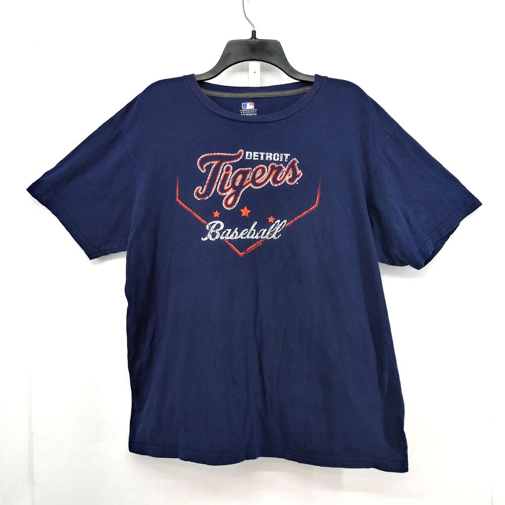 Detroit Tigers Shirt Adult Size XL Dark Blue Ring Spun Soft Short Sleeve MLB
